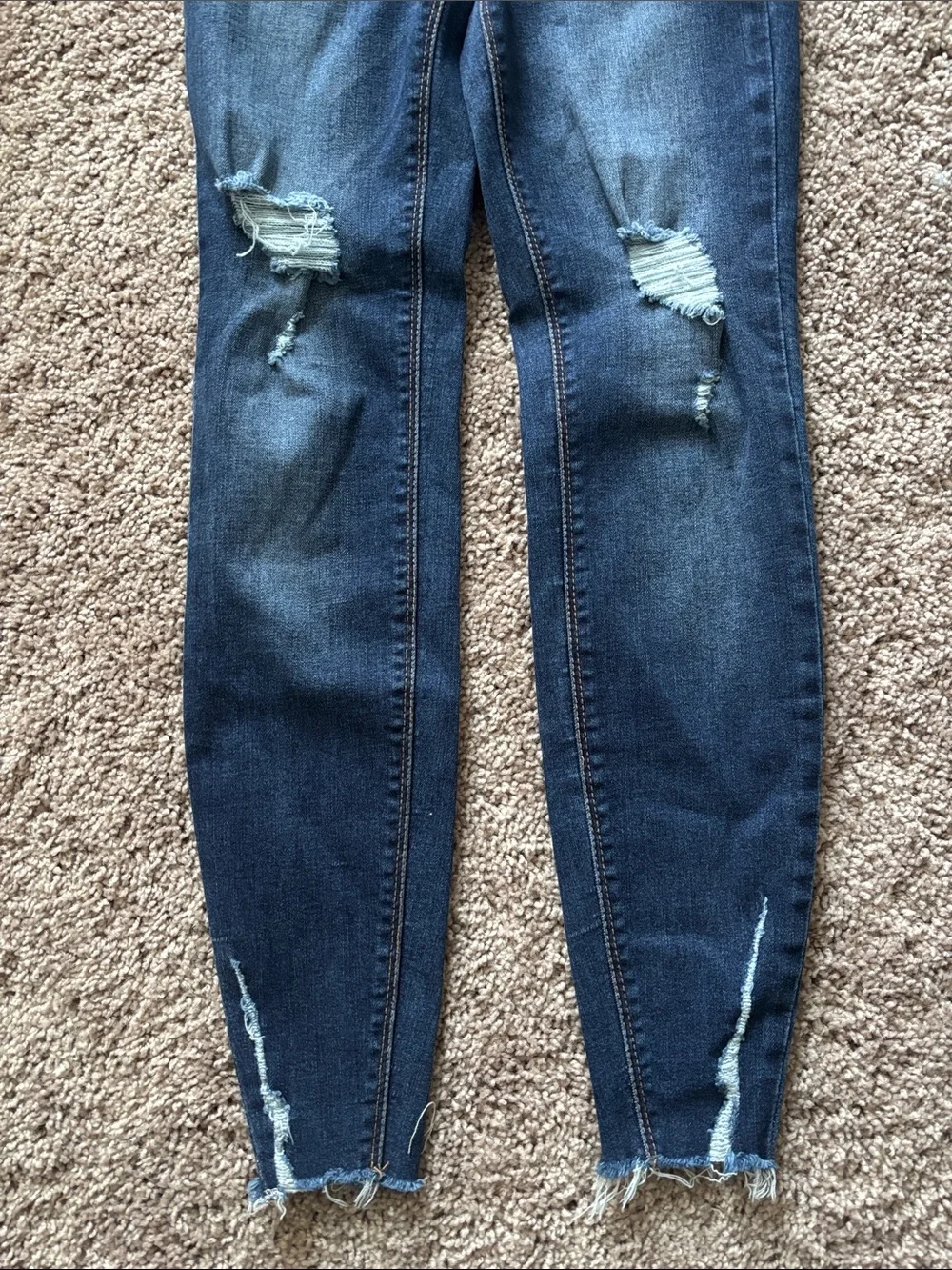 No Boundaries Dark Blue Distressed High-Rise Skinny Jeans